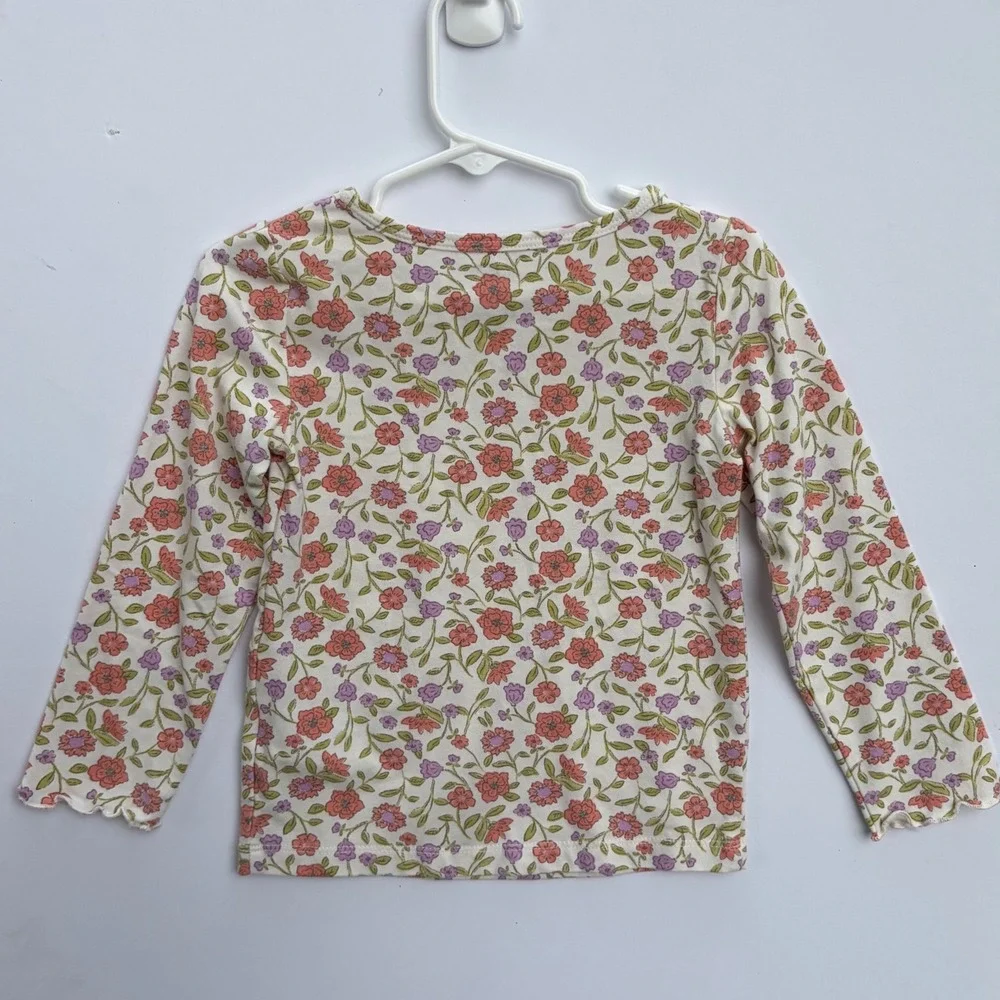 Carters Child of Mine Girls 3T Floral Long Sleeve Shirt Coral Purple White Tee